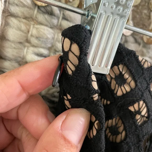 🖤 Current Air Anthropologie black embroidered lace ruffled midi skirt sz S - Picture 11 of 13